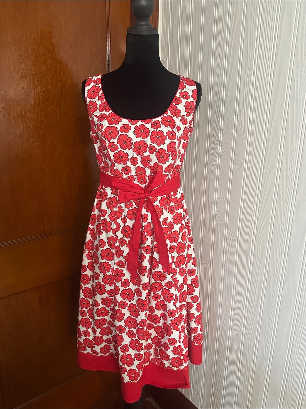 Motherhood Maternity Red and White Floral Tie-Waist Dress